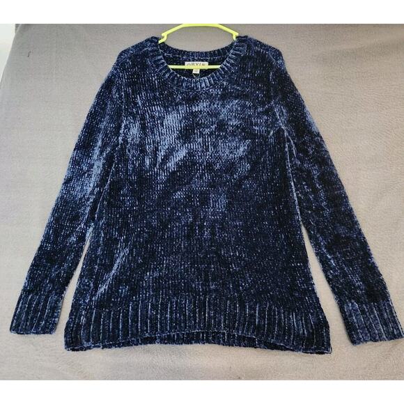 NWT Orvis Sweater L Navy Chenille Long Sleeve Knit‎ V-Neck Pullover Cozy Soft - Picture 1 of 8